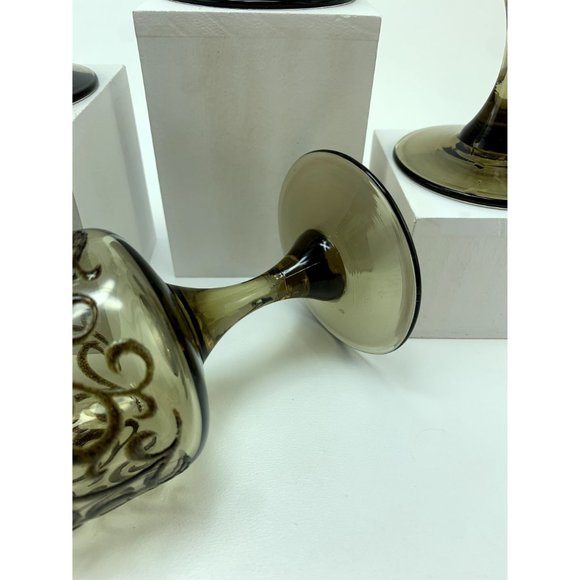 Vintage Libbey Stemmed Prada Swirl Scrolled Glass Cordials. - Picture 5 of 9